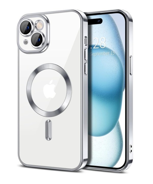 Techsuit iPhone 15 MagSafe Luxury Crystal Θήκη με Πλαίσιο Σιλικόνης Διάφανη - Silver Techsuit iPhone 15 MagSafe Luxury Crystal Θήκη με Πλαίσιο Σιλικόνης Διάφανη - Silver