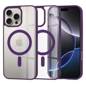Techsuit iPhone 16 Pro MagSafe Pro Θήκη με Πλαίσιο Σιλικόνης Διάφανη - Purple