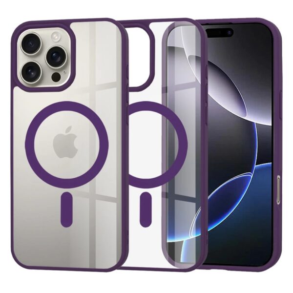 Techsuit iPhone 16 Pro MagSafe Pro Θήκη με Πλαίσιο Σιλικόνης Διάφανη - Purple