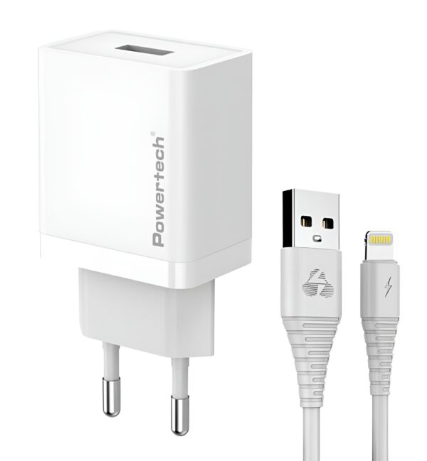 Powertech PT-1323 Φορτιστής με Θύρα USB-A και Καλώδιο Lightning 12W Λευκός Powertech PT-1323 Φορτιστής με Θύρα USB-A και Καλώδιο Lightning 12W Λευκός