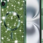 Techsuit iPhone 16 MagSafe Luxury Glitter Θήκη με Πλαίσιο Σιλικόνης Διάφανη - Deep Green