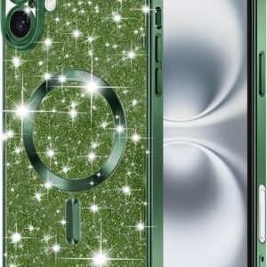 Techsuit iPhone 16 MagSafe Luxury Glitter Θήκη με Πλαίσιο Σιλικόνης Διάφανη - Deep Green