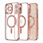 Techsuit iPhone 16 Pro Magsafe Luxury Glitter Θήκη με Πλαίσιο Σιλικόνης Διάφανη - Rose Gold