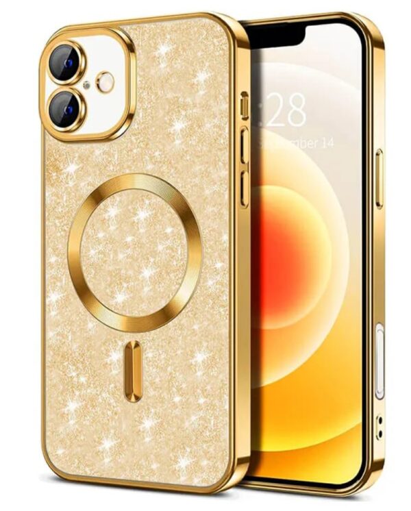 Techsuit iPhone 16 MagSafe Luxury Glitter Θήκη Σιλικόνης Διάφανη - Gold