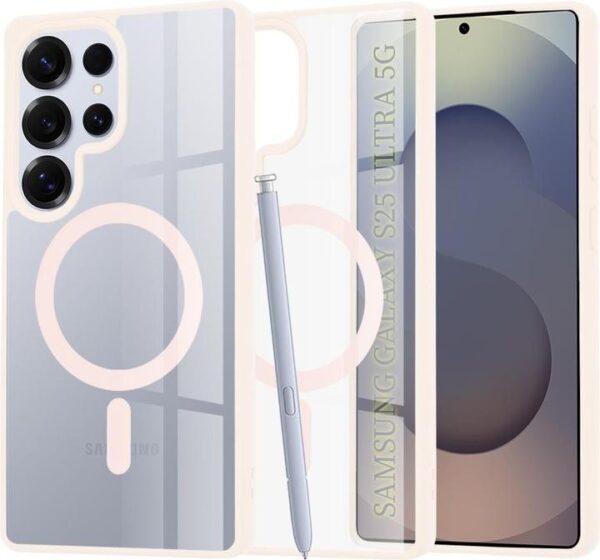 Techsuit Samsung Galaxy S25 Ultra 5G MagSafe Pro Θήκη με Πλαίσιο Σιλικόνης Διάφανη - Nude Pink