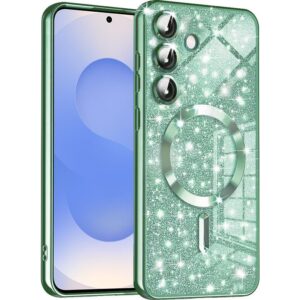Techsuit Samsung Galaxy S25 Ultra MagSafe Luxury Glitter Θήκη Με Πλαίσιο Σιλικόνης Διάφανη - Light Green
