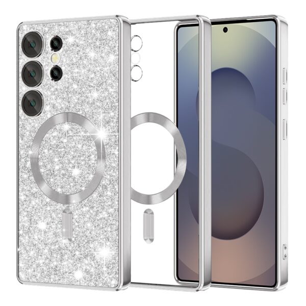 Techsuit Samsung Galaxy S25 5G MagSafe Luxury Glitter Θήκη με Πλαίσιο Σιλικόνης Διάφανη - Silver