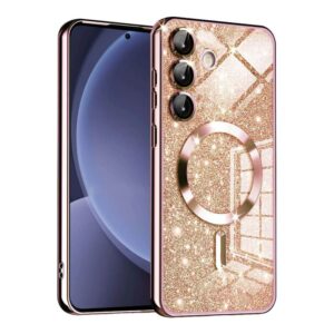 Techsuit Samsung Galaxy S25 5G MagSafe Luxury Glitter Θήκη με Πλαίσιο Σιλικόνης Διάφανη - Rose Gold