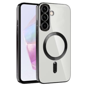 Techsuit Samsung Galaxy S25 MagSafe Luxury Crystal Θήκη Με Πλαίσιο Σιλικόνης Διάφανη - Black