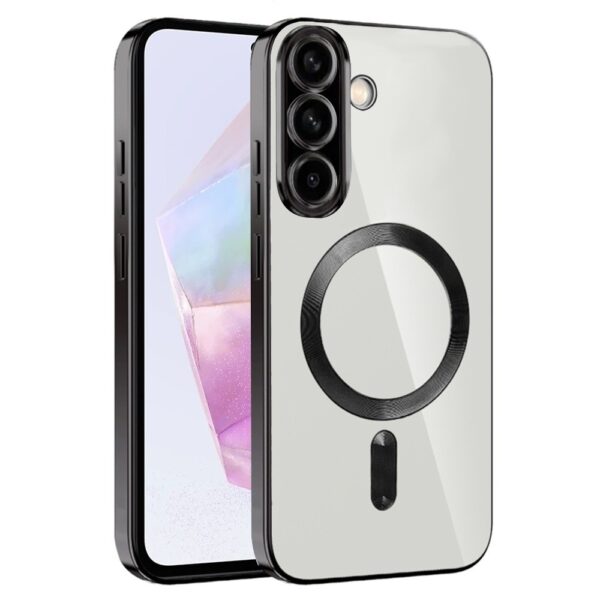 Techsuit Samsung Galaxy S25 MagSafe Luxury Crystal Θήκη Με Πλαίσιο Σιλικόνης Διάφανη - Black