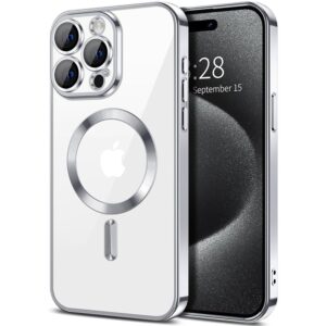 Techsuit iPhone 15 Pro Max MagSafe Luxury Crystal Θήκη Με Πλαίσιο Σιλικόνης Διάφανη - Silver