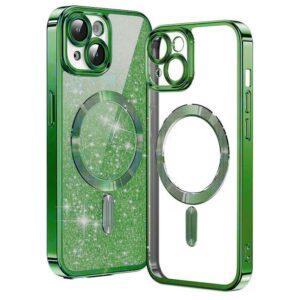 Techsuit iPhone 14 MagSafe Luxury Glitter Θήκη με Πλαίσιο Σιλικόνης Διάφανη - Deep Green