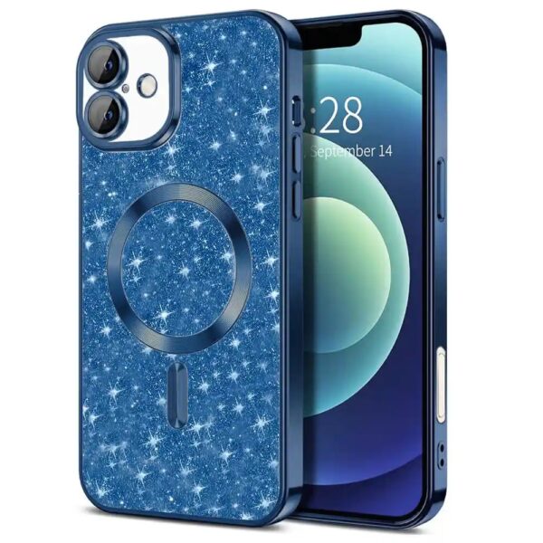 Techsuit iPhone 16 MagSafe Luxury Glitter Θήκη με Πλαίσιο Σιλικόνης Διάφανη - Deep Blue