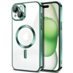 Techsuit iPhone 14 MagSafe Luxury Crystal Θήκη Με Πλαίσιο Σιλικόνης Διάφανη - Deep Green