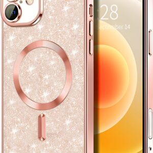 Techsuit iPhone 14 MagSafe Luxury Glitter Θήκη Με Πλαίσιο Σιλικόνης Διάφανη - Rose Gold