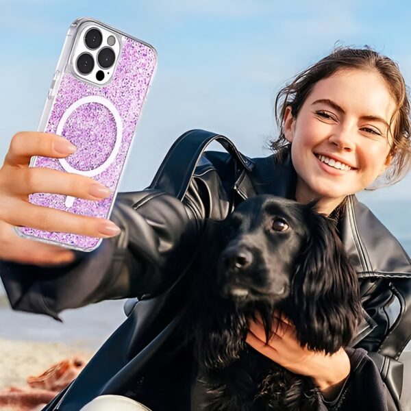 Techsuit iPhone 14 Sparkly Glitter Θήκη Σκληρή με MagSafe - Magenta