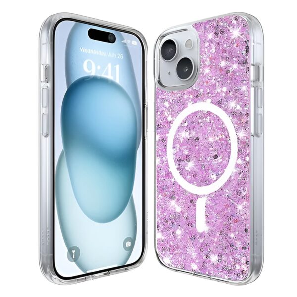 Techsuit iPhone 14 Sparkly Glitter Θήκη Σκληρή με MagSafe - Magenta