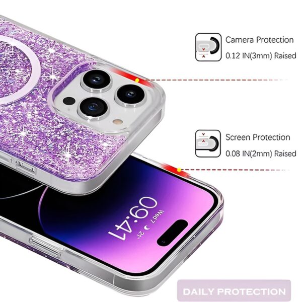 Techsuit iPhone 14 Sparkly Glitter Θήκη Σκληρή με MagSafe - Magenta