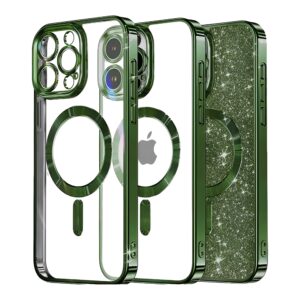 Techsuit iPhone 13 Pro Max MagSafe Luxury Glitter Θήκη Με Πλαίσιο Σιλικόνης Διάφανη - Deep Green