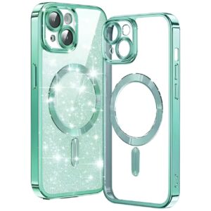 Techsuit iPhone 14 MagSafe Luxury Glitter Θήκη Με Πλαίσιο Σιλικόνης Διάφανη - Light Green