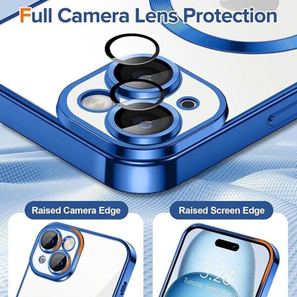 Techsuit iPhone 15 MagSafe Luxury Crystal Θήκη Με Πλαίσιο Σιλικόνης Διάφανη - Deep Blue