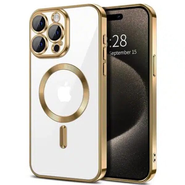 Techsuit iPhone 15 Pro Max Luxury Crystal Θήκη Σιλικόνης με Magsafe - Gold
