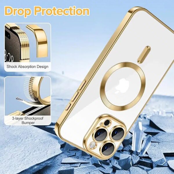 Techsuit iPhone 15 Pro Max Luxury Crystal Θήκη Σιλικόνης με Magsafe - Gold