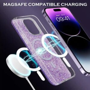 Techsuit iPhone 15 Sparkly Glitter Θήκη Σκληρή με Magsafe - Purple