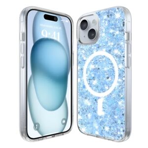 Techsuit iPhone 15 Sparkly Glitter Θήκη Σκληρή με Magsafe - Blue
