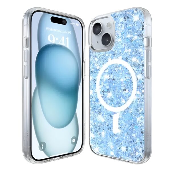Techsuit iPhone 15 Sparkly Glitter Θήκη Σκληρή με Magsafe - Blue