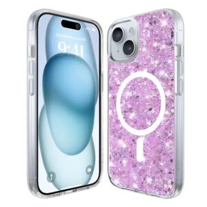 Techsuit iPhone 15 Sparkly Glitter Θήκη Σκληρή με Magsafe - Magenta
