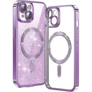 Techsuit iPhone 13 MagSafe Luxury Glitter Θήκη με Πλαίσιο Σιλικόνης Διάφανη - Light Purple