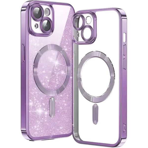 Techsuit iPhone 13 MagSafe Luxury Glitter Θήκη με Πλαίσιο Σιλικόνης Διάφανη - Light Purple