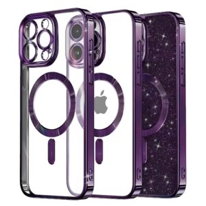 Techsuit iPhone 16 Pro MagSafe Luxury Glitter Θήκη Με Πλαίσιο Σιλικόνης Διάφανη - Deep Purple