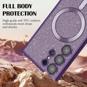 Techsuit iPhone 16 Pro MagSafe Luxury Glitter Θήκη Με Πλαίσιο Σιλικόνης Διάφανη - Deep Purple