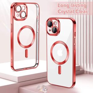 Techsuit iPhone 13 MagSafe Luxury Crystal Θήκη με Πλαίσιο Σιλικόνης Διάφανη - Red