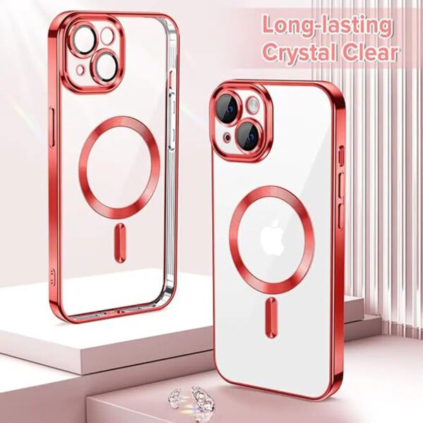 Techsuit iPhone 13 MagSafe Luxury Crystal Θήκη με Πλαίσιο Σιλικόνης Διάφανη - Red