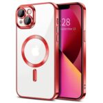 Techsuit iPhone 13 MagSafe Luxury Crystal Θήκη με Πλαίσιο Σιλικόνης Διάφανη - Red