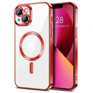 Techsuit iPhone 13 MagSafe Luxury Crystal Θήκη με Πλαίσιο Σιλικόνης Διάφανη - Red