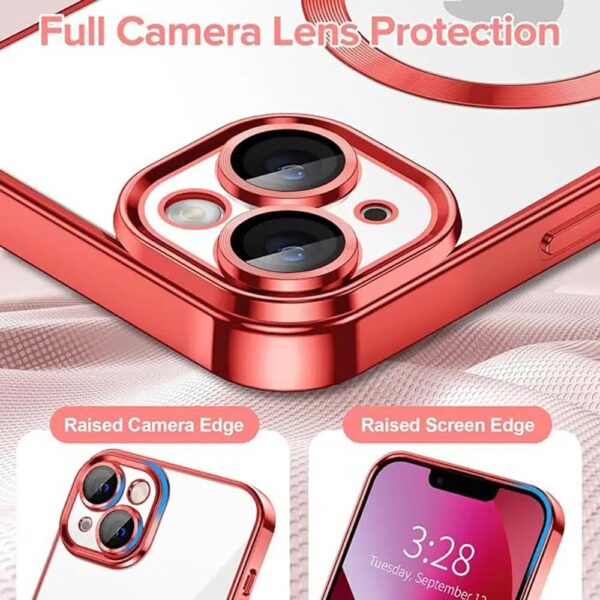 Techsuit iPhone 13 MagSafe Luxury Crystal Θήκη με Πλαίσιο Σιλικόνης Διάφανη - Red