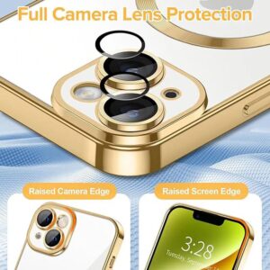Techsuit iPhone 14 MagSafe Luxury Crystal Θήκη Με Πλαίσιο Σιλικόνης Διάφανη - Gold