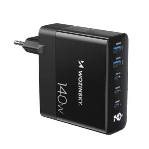 Wozinsky Φορτιστής Χωρίς Καλώδιο GaN με 2 Θύρες USB-A και 3 Θύρες USB-C 140W Μαύρος