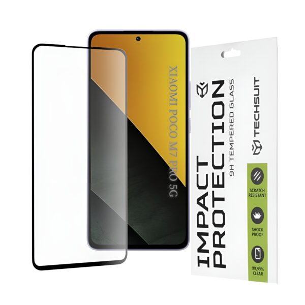 Xiaomi Poco M7 Pro 5G Προστασία Οθόνης με Μαύρο Περίγραμμα Techsuit 111D Full Glue Tempered Glass
