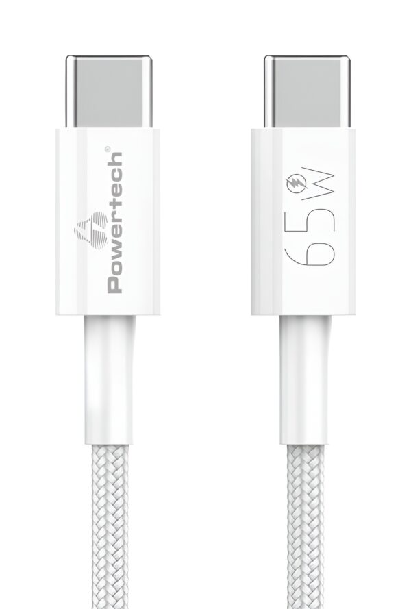 Powertech USB-C to USB-C 65W 1m White (PTR-0181)