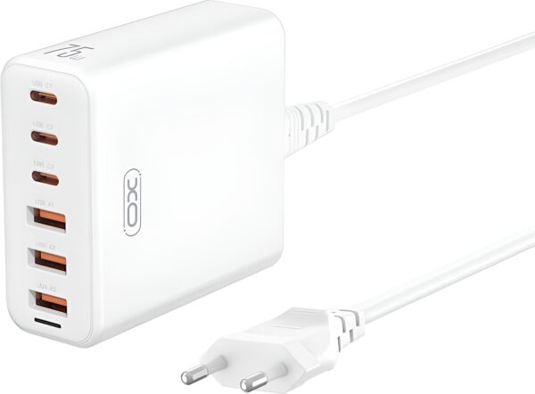 XO-L133 Φορτιστής GaN χωρίς Καλώδιο με 3 Θύρες USB-A και 3 Θύρες USB-C 75W Λευκός XO-L133 Φορτιστής GaN χωρίς Καλώδιο με 3 Θύρες USB-A και 3 Θύρες USB-C 75W Λευκός