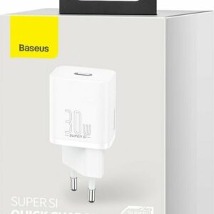 Baseus Φορτιστής Χωρίς Καλώδιο με Θύρα USB-C 30W Power Delivery Λευκός (Super Si)