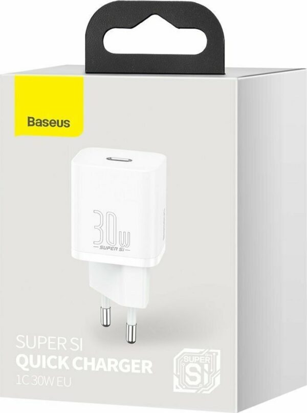 Baseus Φορτιστής Χωρίς Καλώδιο με Θύρα USB-C 30W Power Delivery Λευκός (Super Si)