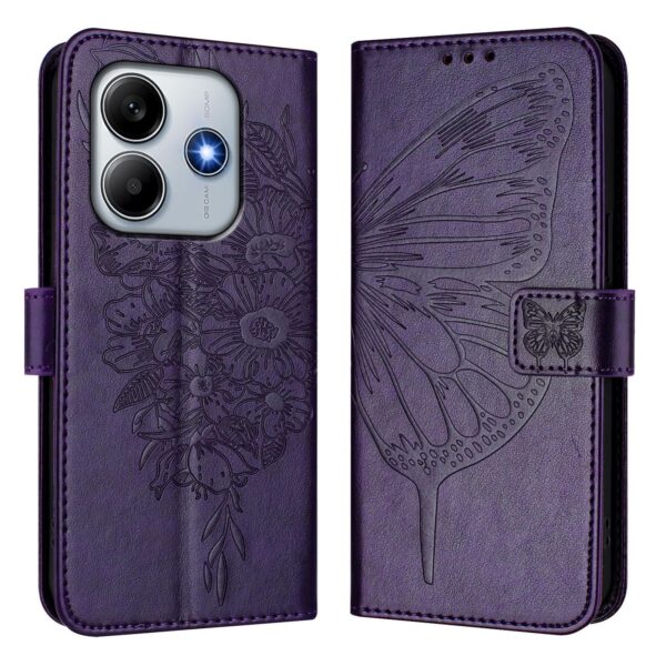 Tel1 Xiaomi Poco M7 Pro Embossed Butterfly Θήκη Βιβλίο - Dark Purple