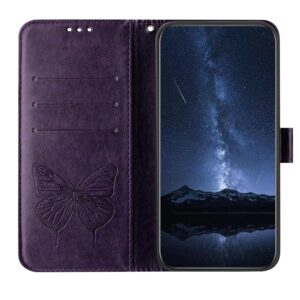 Tel1 Xiaomi Poco M7 Pro Embossed Butterfly Θήκη Βιβλίο - Dark Purple