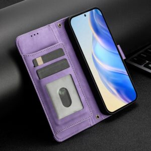 Tel1 Xiaomi Poco M7 Pro 5G Card Slots Zipper Wallet Flip Θήκη Βιβλίο - Purple